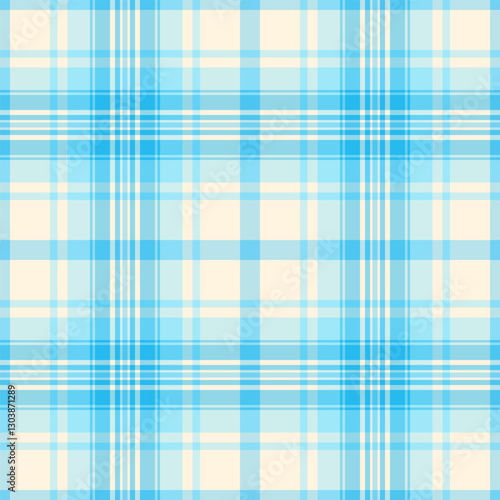 Costume seamless vector background, veil plaid texture tartan. Crease check textile pattern fabric in cyan and light colors.
