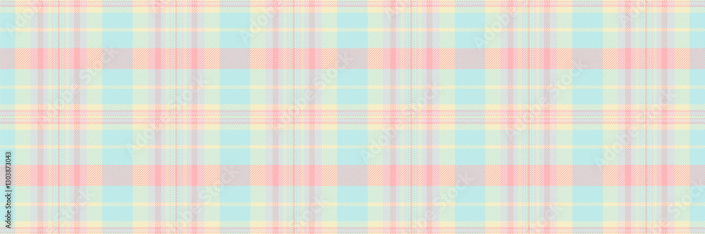 Soft pastel plaid pattern in gentle peach, light blue, and cream tones.  Ideal for backgrounds, textiles, or stationery designs.  Evokes feelings of serenity and springtime.