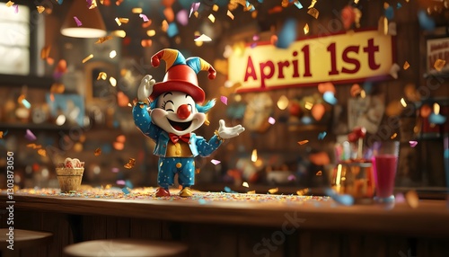 April Fool's Day Celebration with Clown