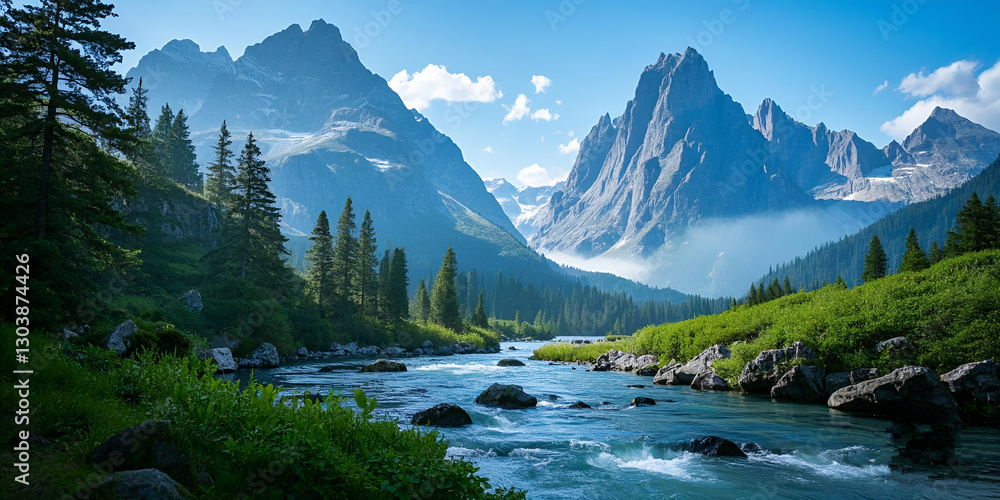 lake in the mountains, generative al lake in the mountains, generative al