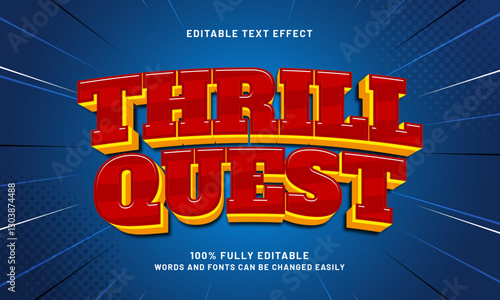 thrill quest editable text effect with a game and joyful text style