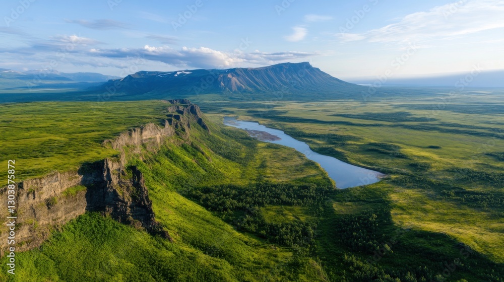 Naklejka premium High Altitude View of Mountain Valley