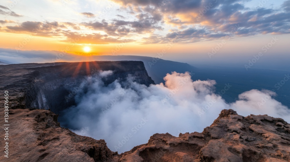 Fototapeta premium High Plateau Sunset Over Clouds