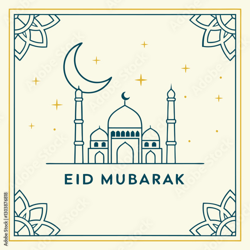 Eid Mubarak typography design with star half moon. Eid holiday design. Ramadan. Eid Mubarak text vector black color. Premium. Festival. Modern. Handwritten.