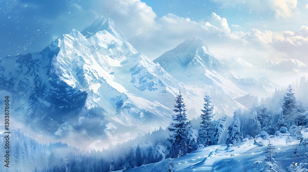 Obraz premium Mysterious winter landscape majestic mountains in the winter.