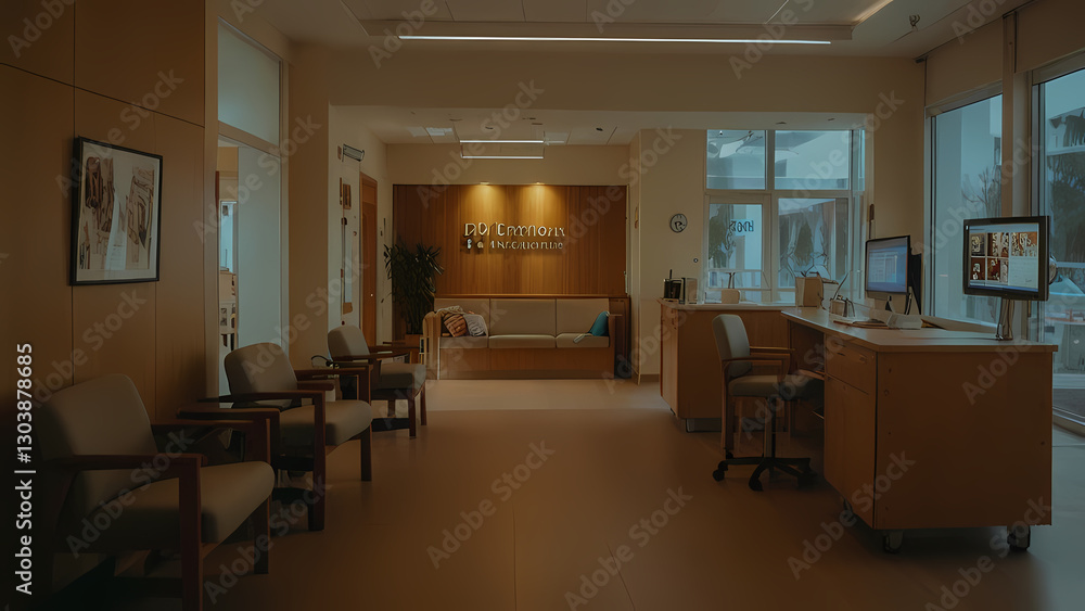Fototapeta premium Calming Hospital Reception with Soft Lights