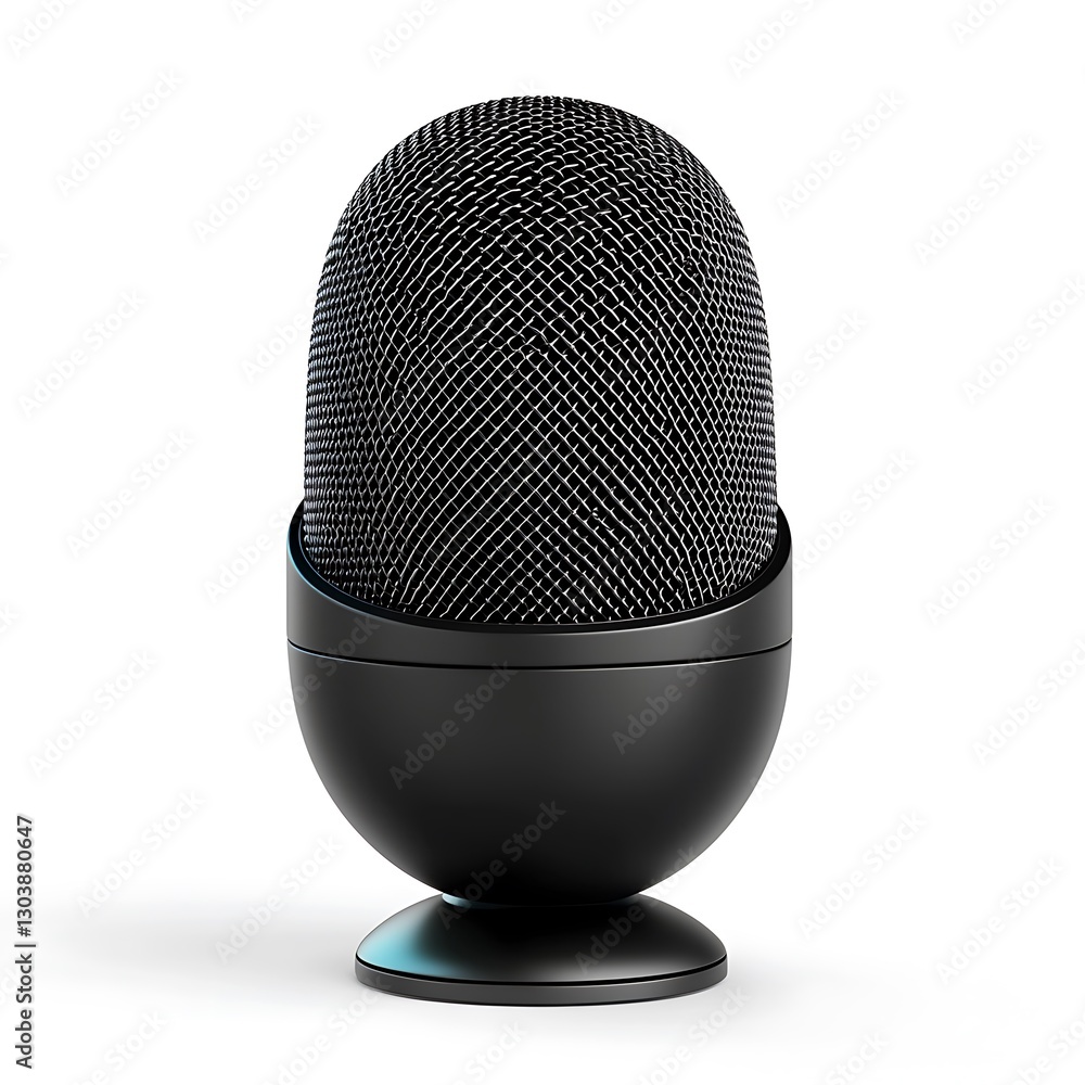 Black Studio Condenser Microphone on White Background Black Studio Condenser Microphone on White Background