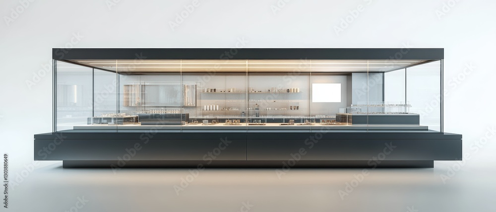 Showcasing delicate blades an elegant glass display case with a modern minimalist touch Showcasing delicate blades an elegant glass display case with a modern minimalist touch