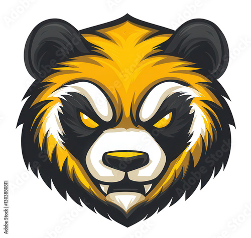 Wallpaper Mural Fierce angry panda head mascot logo icon design with sharp eyes and fangs Torontodigital.ca