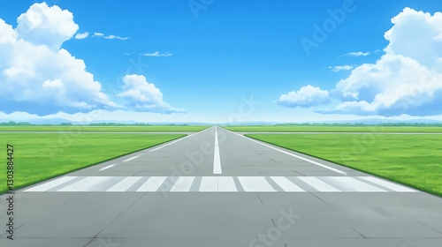 Wallpaper Mural Runway asphalt leading to green fields under blue sky Torontodigital.ca