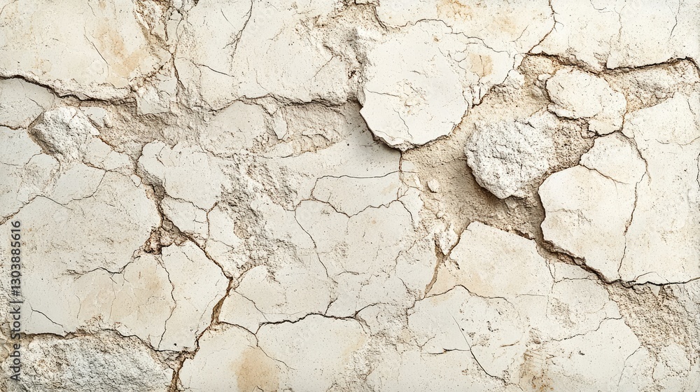 Fototapeta premium Cracked, light beige, stone surface texture. Possible use Background image for architectural or design projects.