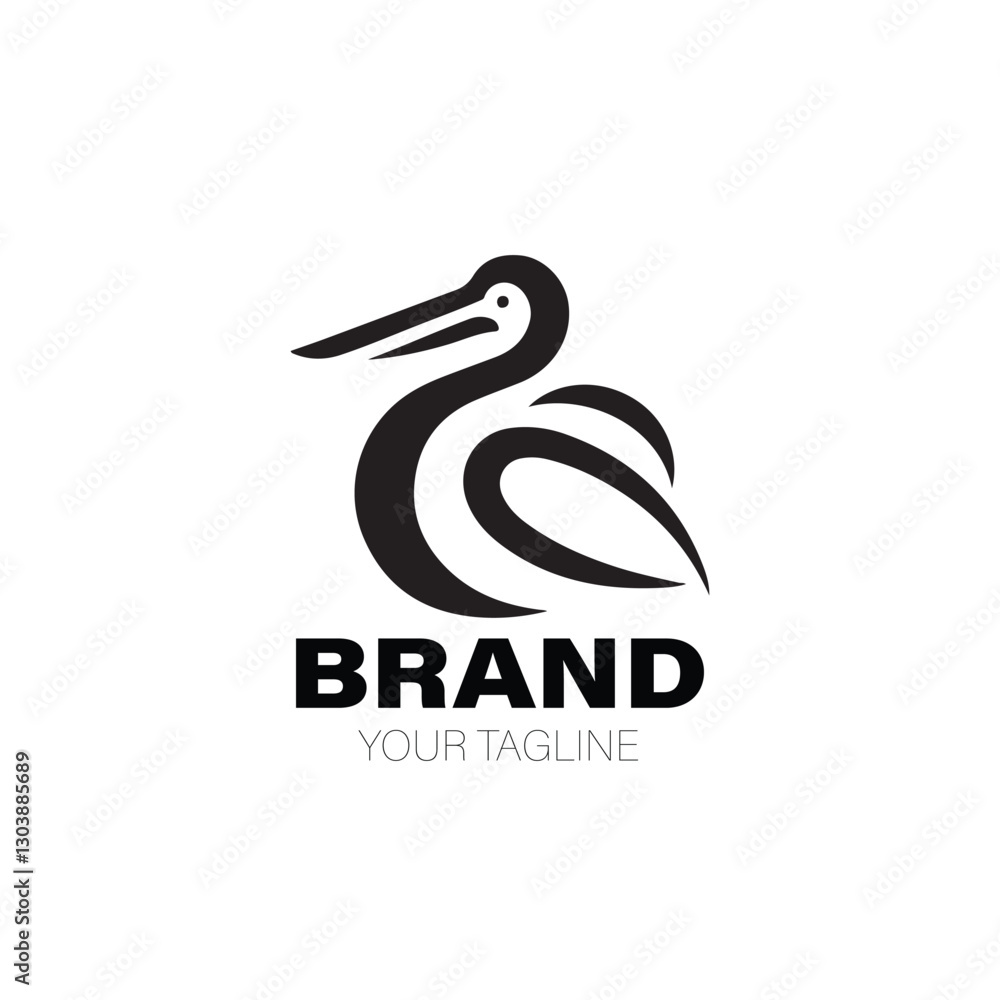 Obraz premium Pelican Logo. Pelican Logo Design. Pelican Logo Brand. Pelican Logo Vector Design Isolated on White Background