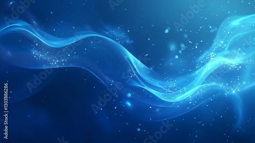 Abstract blue background featuring floating molecules and hydrogen energy symbols, with soft gradients and clean lines, ideal for futuristic branding concepts.