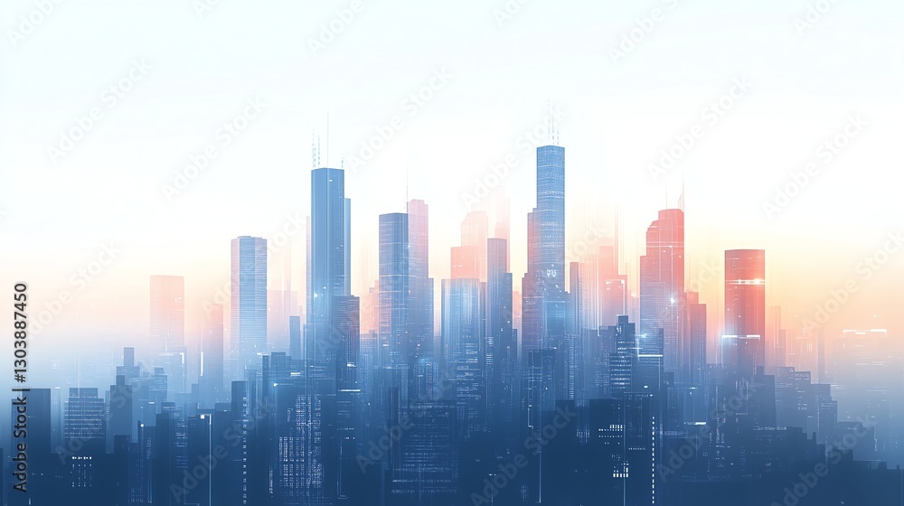 Digital illustration of a futuristic city skyline with glowing tech accents. Abstract urban landscape representing digital transformation and technological progress. Digital illustration of a futuristic city skyline with glowing tech accents. Abstract urban landscape representing digital transformation and technological progress.