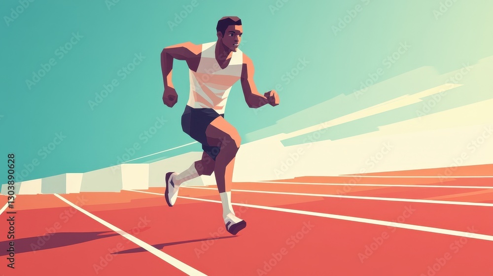 Obraz premium An athlete is running on the track during a sunny day