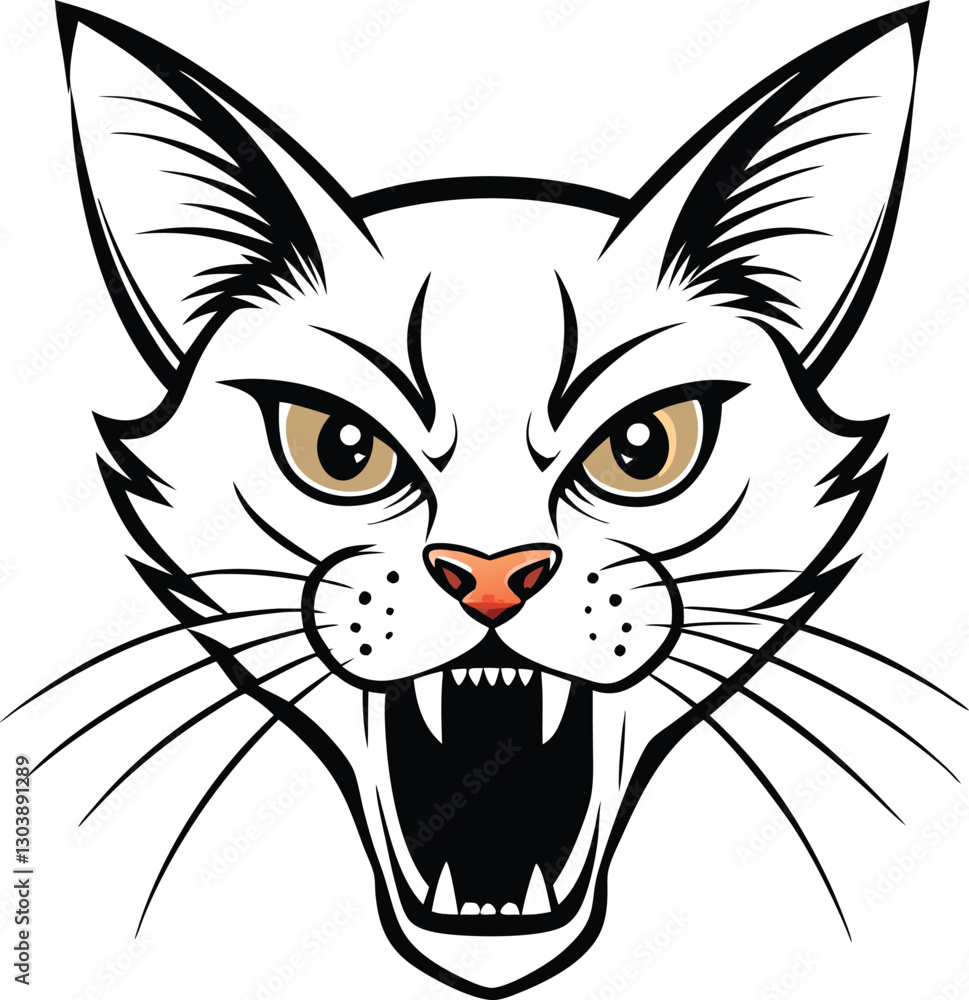 Fototapeta premium Angry Cat Face Silhouette.