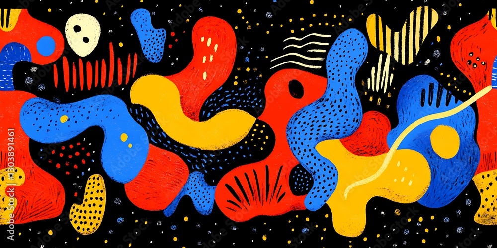 Bold Abstract Shapes and Forms in a Dynamic Composition with Vivid Palette Bold Abstract Shapes and Forms in a Dynamic Composition with Vivid Palette