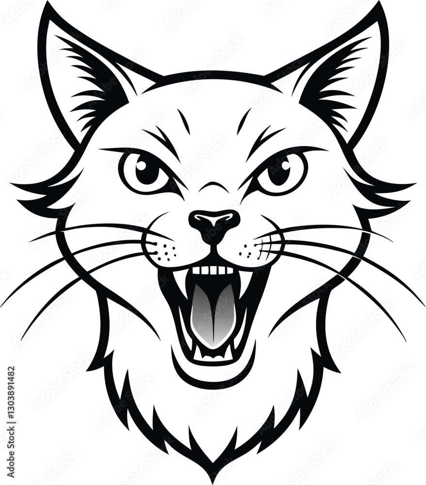 Angry Cat Face Silhouette. Angry Cat Face Silhouette.