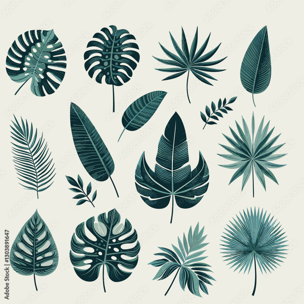 Fototapeta premium Tropical Leaf Collection - Botanical Vector Illustration