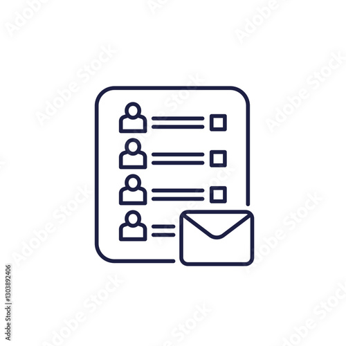 email, mailing list line icon with users