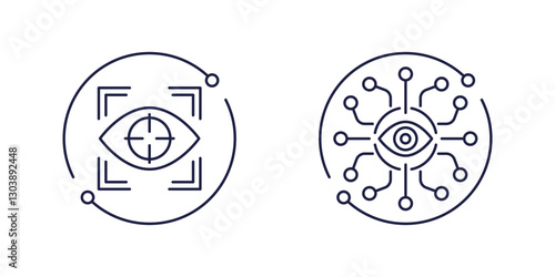 eye tracking line icons, eye tracker vector