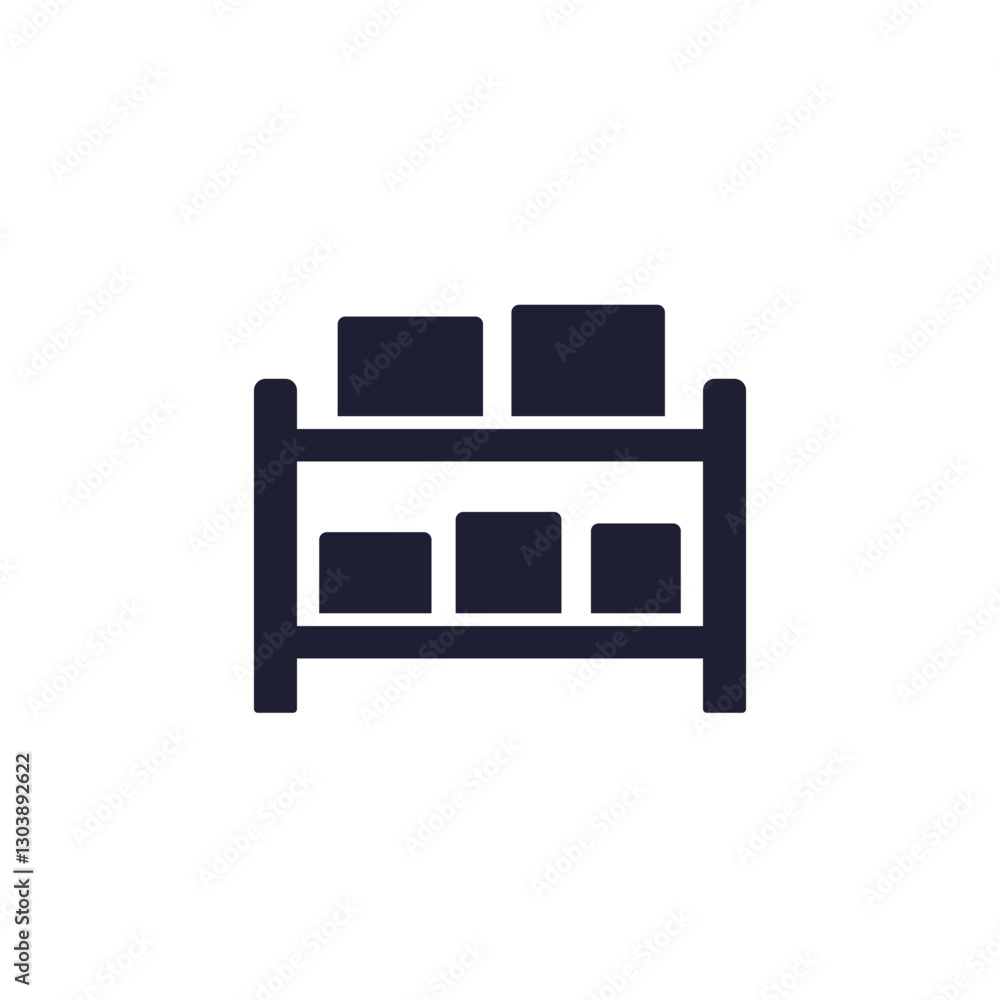 inventory, shelves with boxes icon on white inventory, shelves with boxes icon on white