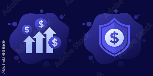 income growth and growing profit icons, vector design
