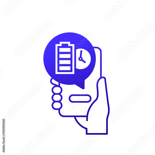 long battery life icon with phone in hand