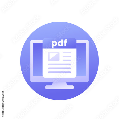 PDF viewer icon, file in computer vector