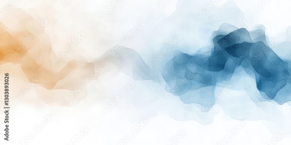 Fototapeta premium Minimalist blue and beige abstract watercolor clouds texture background