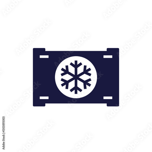refrigerated container icon, reefer pictogram on white