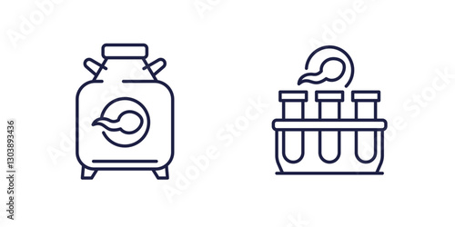 sperm bank, cryobank line icons
