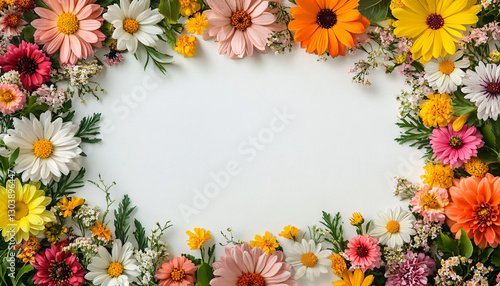Wallpaper Mural Bright floral arrangement featuring daisies and dahlias, ideal for spring designs, invitations, and cheerful occasions like weddings or birthdays. Torontodigital.ca