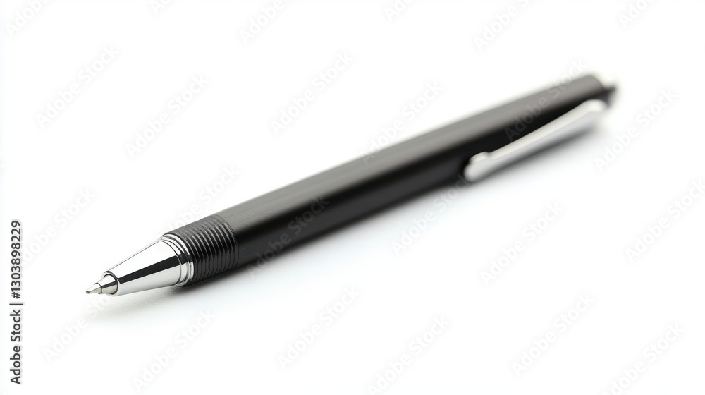 A close up photograph of a black pen on white background A close up photograph of a black pen on white background