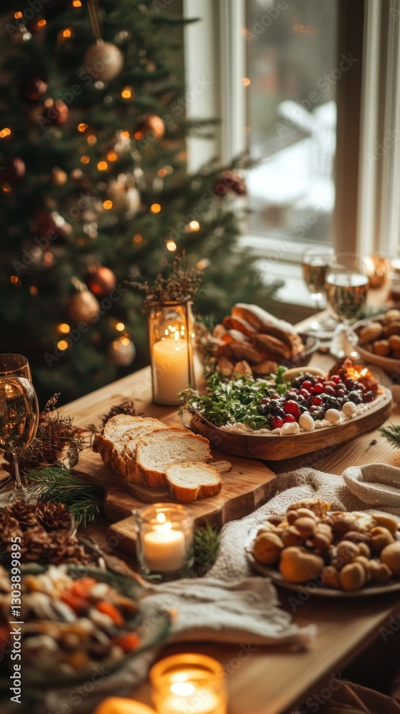 Rustic Thanksgiving setup with warm lighting, cozy blankets, and holiday-themed dishes Rustic Thanksgiving setup with warm lighting, cozy blankets, and holiday-themed dishes