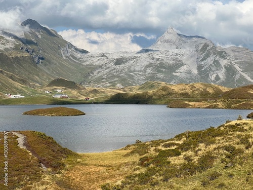 The alpine lake Tannensee or Tannen Lake in the Uri Alps mountain massif, Kerns - Canton of Obwalden, Switzerland (Kanton Obwald, Schweiz) photo