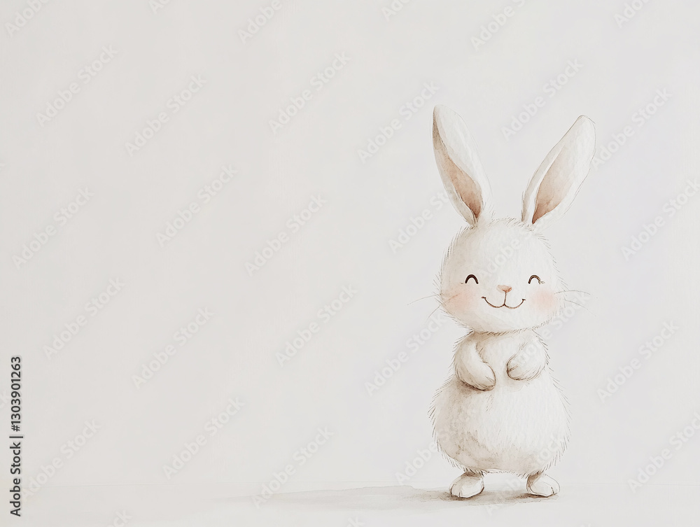 Fototapeta premium Watercolour drawing of a happy white Eater bunny