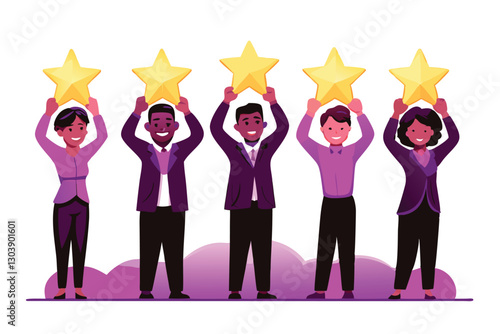 Create a vibrant vector cartoon illustration depicting happy employees enjoying workplace perks, symbolizing high employee satisfaction.