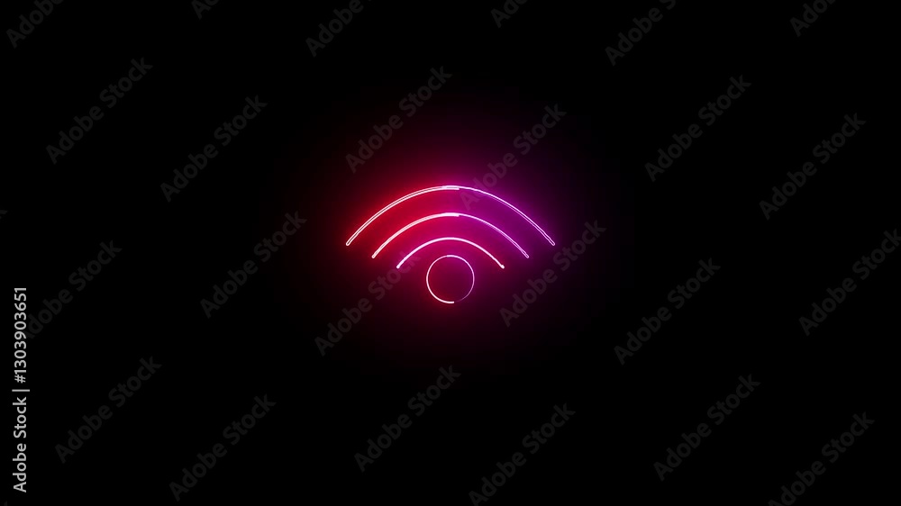 pink color neon glowing Wi Fi icon on black background representing wireless technology, modern connectivity, digital communication pink color neon glowing Wi Fi icon on black background representing wireless technology, modern connectivity, digital communication