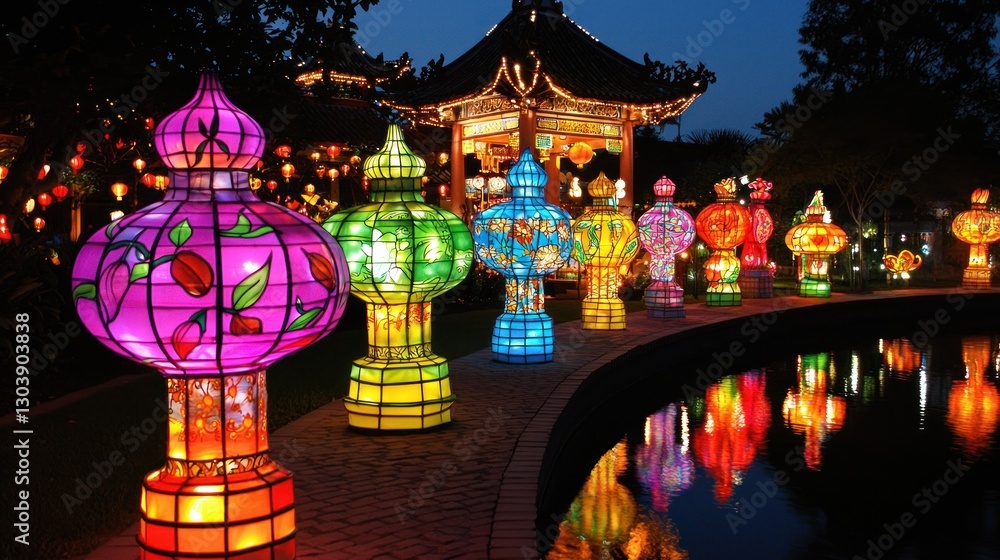 Fototapeta premium Spectacular Illuminated Lanterns at Night