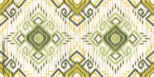 Ethnic ikat seamless pattern.beautiful pattern. floral embroidery, bohemian style, abstract flower art print. ethnic ikat abstract art. seamless fabric. ikat design for fabric, wallpaper, clothing.