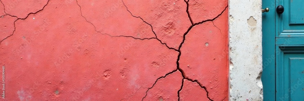 Cracked coral stucco wall, French Quarter style, New Orleans , decay, shadow, French Quarter Cracked coral stucco wall, French Quarter style, New Orleans , decay, shadow, French Quarter