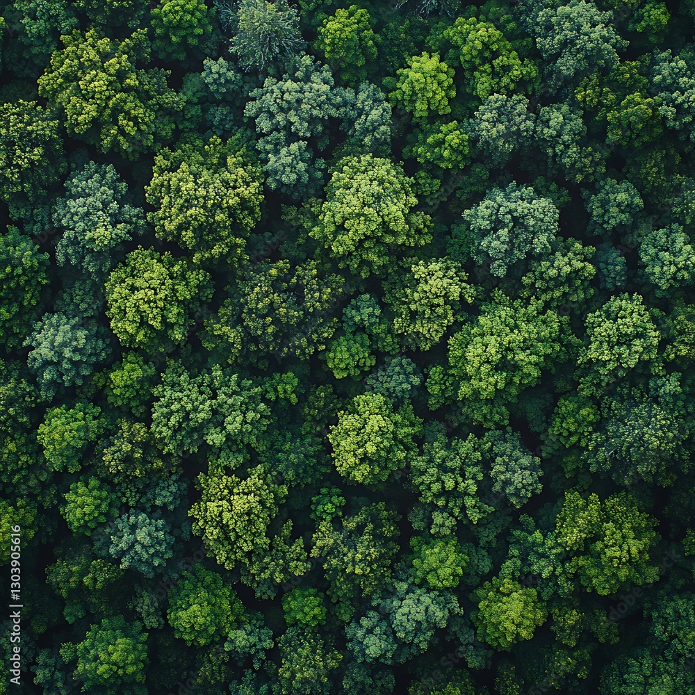 Naklejka premium Aerial View of Lush Green Forest Canopy (3)