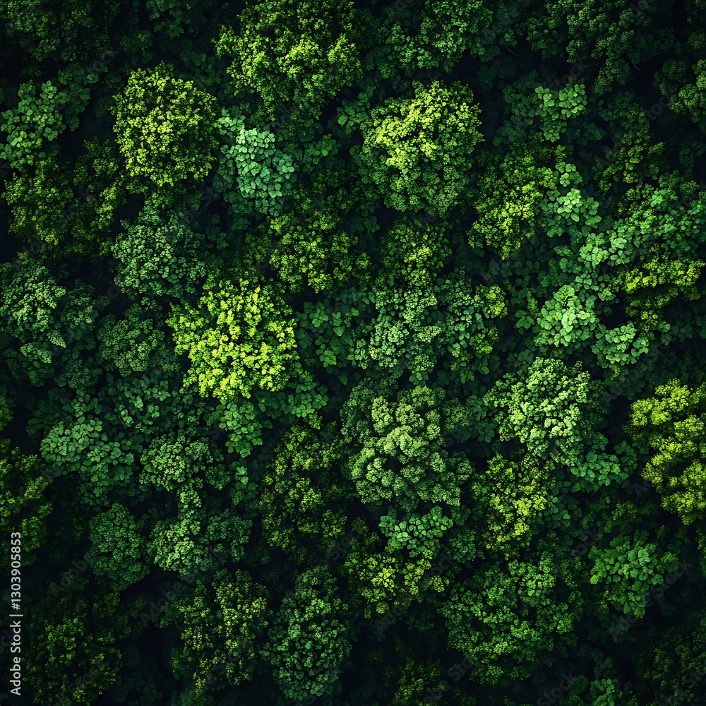 Obraz premium Aerial View of Lush Green Forest Canopy Texture