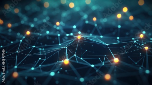 Futuristic connectivity illustration showcasing nodes and network connection with light