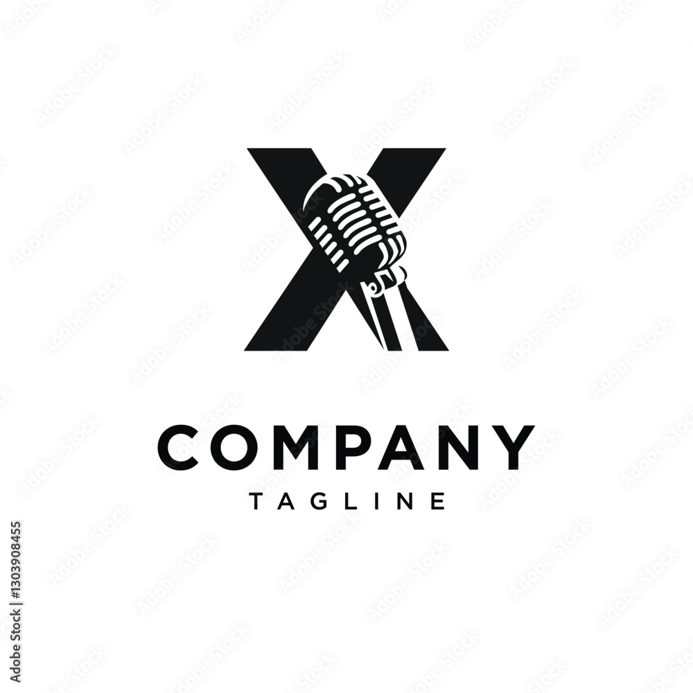 Letter X Microphone Logo Icon Vector Letter X Microphone Logo Icon Vector