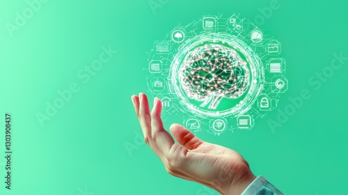AI Innovation  Futuristic Brain Concept  Digital Transformation  Technology