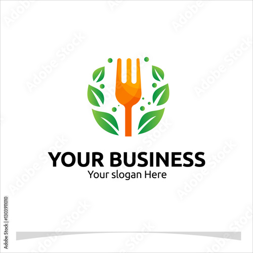 Wallpaper Mural A modern logo featuring a sleek fork surrounded by green leaves in a circular layout for you business Torontodigital.ca