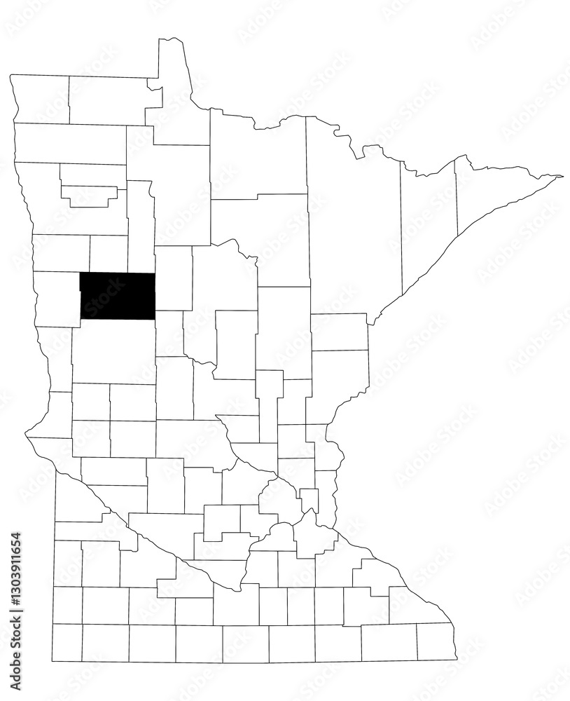 Map of Becker County in Minnesota state on white background. single County map highlighted by black colour on Minnesota map. UNITED STATES, US Map of Becker County in Minnesota state on white background. single County map highlighted by black colour on Minnesota map. UNITED STATES, US