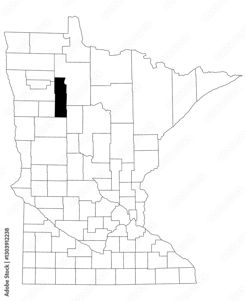 Map of Clearwater County in Minnesota state on white background. single County map highlighted by black colour on Minnesota map. UNITED STATES, US Map of Clearwater County in Minnesota state on white background. single County map highlighted by black colour on Minnesota map. UNITED STATES, US